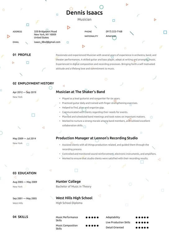 musician-resume-examples