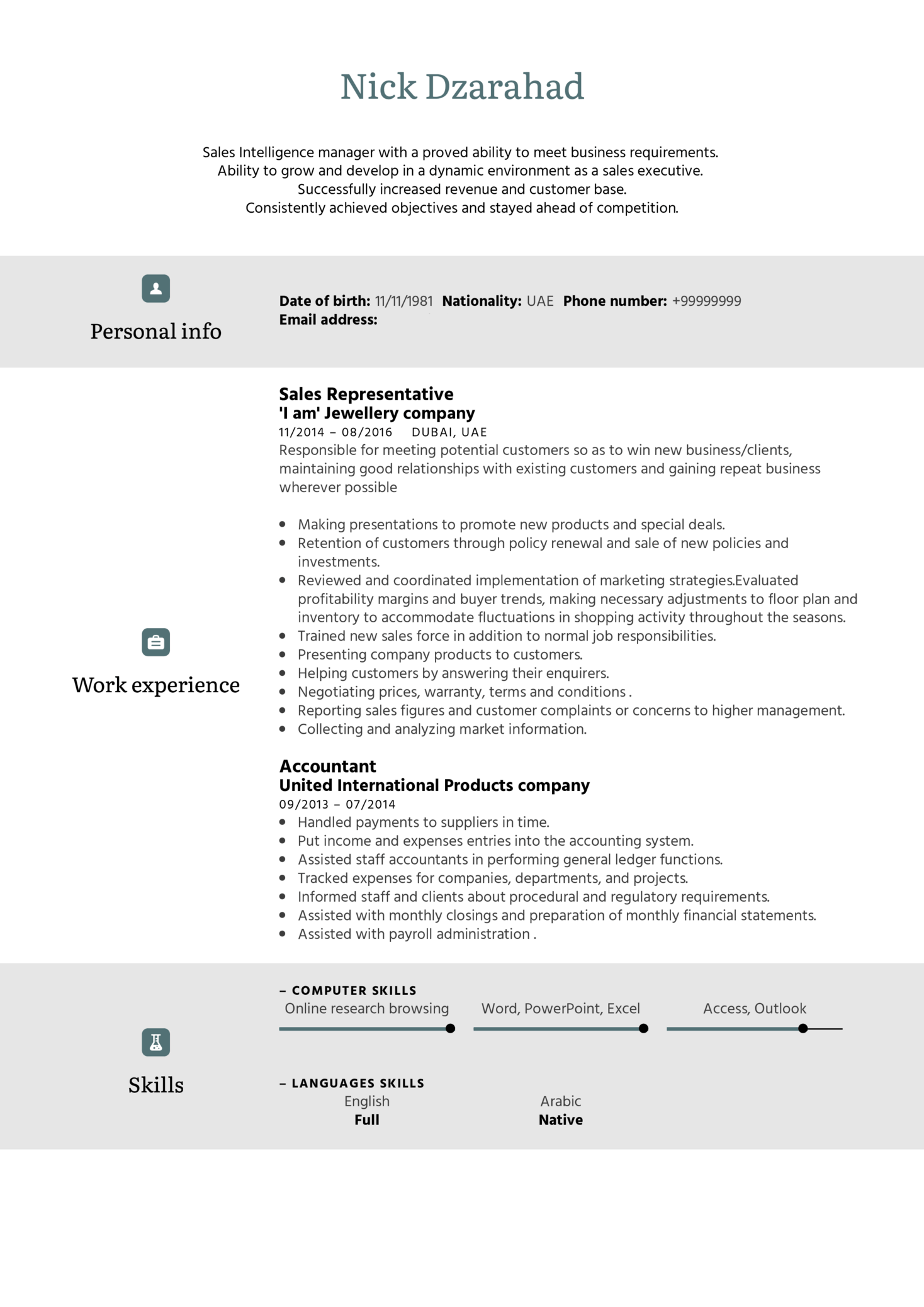 help on resume writing